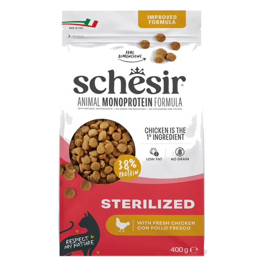 Croquettes chat Schesir Animal Protein Stérilisé poulet, 400 g
