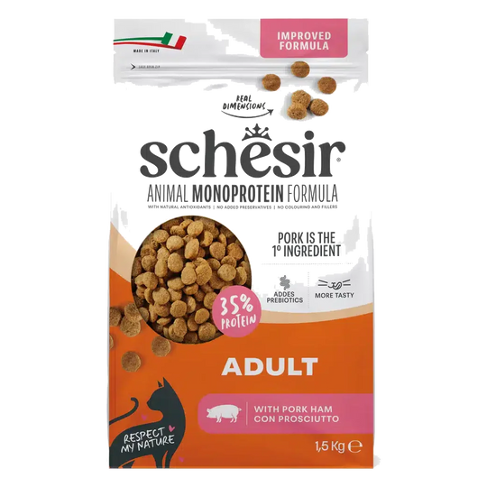Croquettes chat Schesir Animal Protein Entretien jambon, 1,5 kg