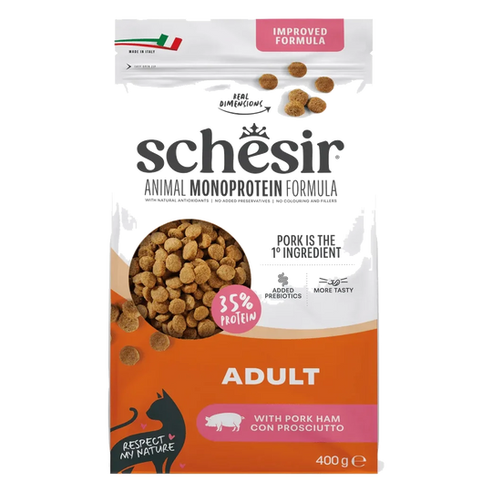 Croquettes chat Schesir Animal Protein Entretien jambon, 400 g