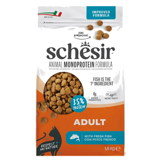 Croquettes chat Schesir Animal Protein Entretien poisson, 1,5 kg