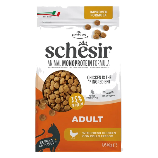 Croquettes chat Schesir Animal Protein Entretien poulet, 1,5 kg
