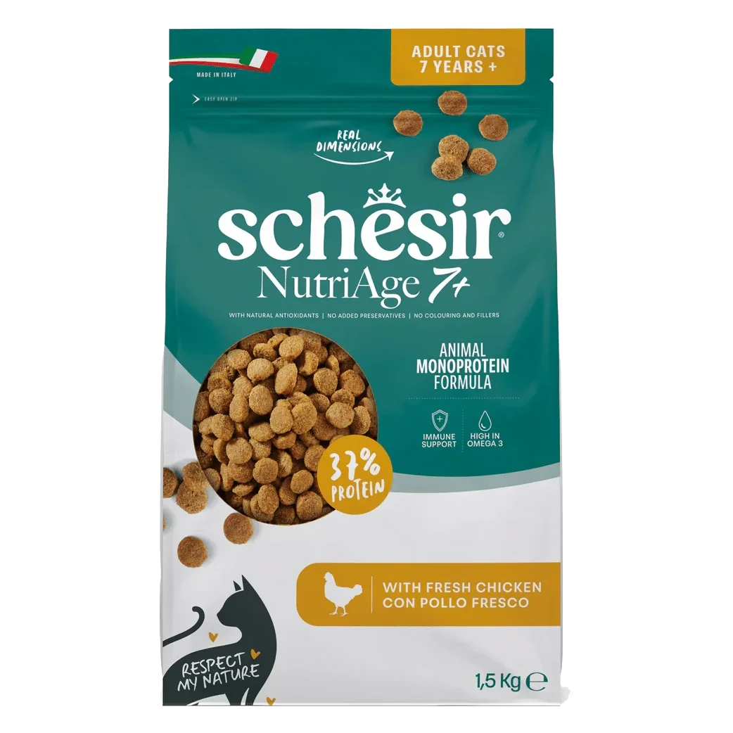 Croquettes chat Schesir Animal Protein Nutriage 7+, 1,5 kg