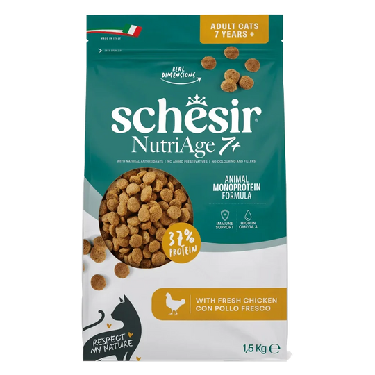 Croquettes chat Schesir Animal Protein Nutriage 7+, 1,5 kg