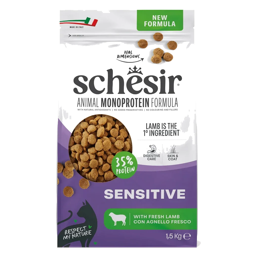 Croquettes chat Schesir Animal Protein Sensitive agneau, 1,5 kg