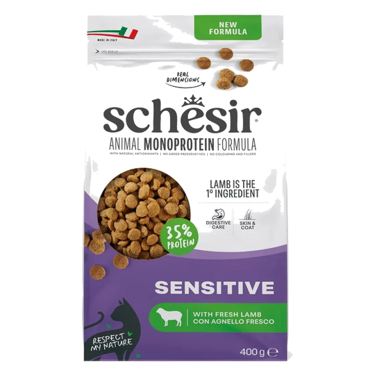 Croquettes chat Schesir Animal Protein Sensitive agneau, 400 g