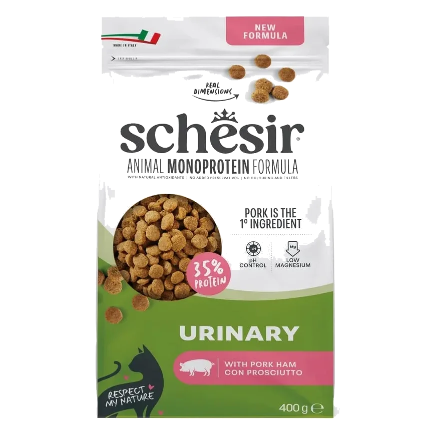 Croquettes chat Schesir Animal Protein Urinary jambon, 400 g