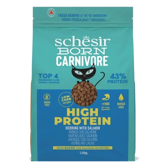 Croquettes chat Schesir Born Carnivore hareng et saumon, 1,25 kg
