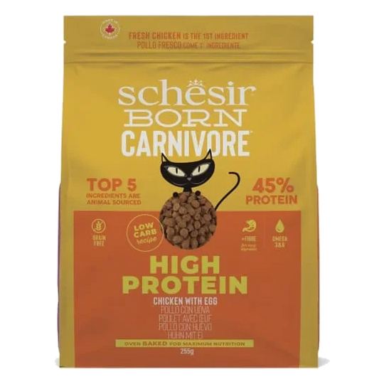 Croquettes chat Schesir Born Carnivore poulet avec œuf, 255 g