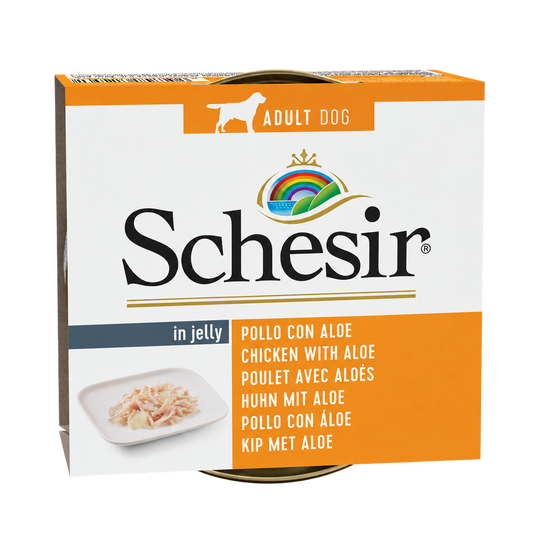 Schesir poulet et aloe pour chien adulte, boîte 150 g