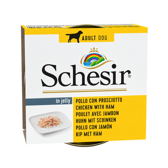 Schesir poulet et jambon pour chien adulte, boîte 150 g