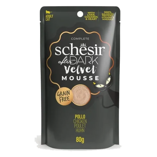 Pâtée chat Schesir After Dark Velvet poulet, sachet 80 g