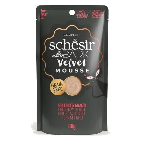 Pâtée chat Schesir After Dark Velvet poulet avec veau, sachet 80 g