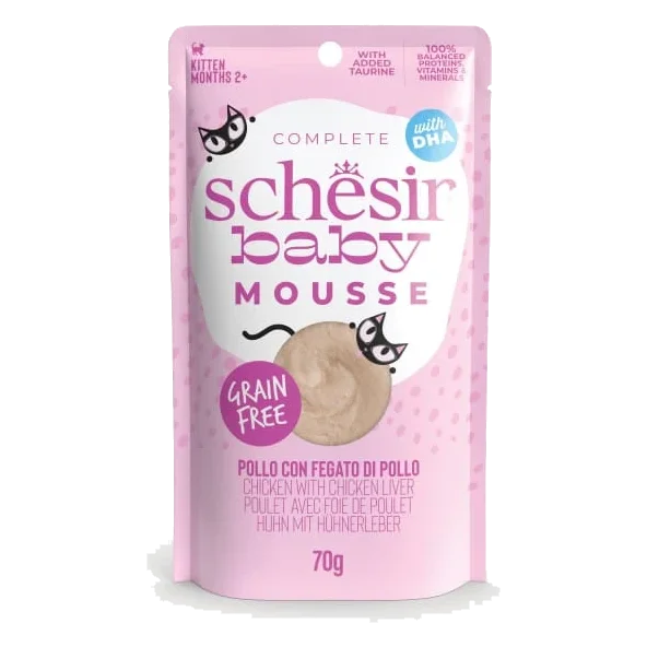 Pâtée chat Schesir Baby mousse poulet avec foie de poulet