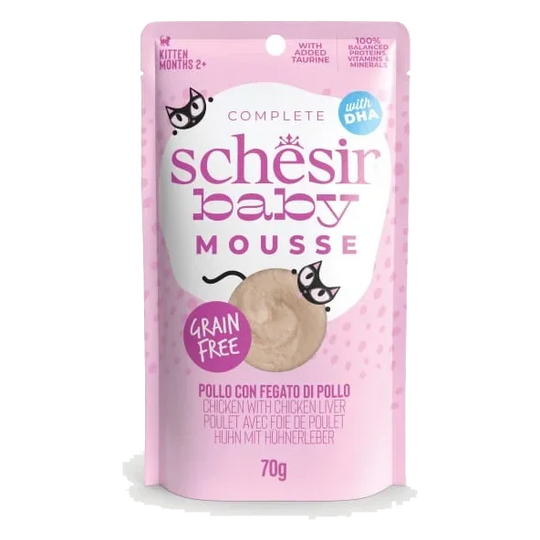 Pâtée chat Schesir Baby mousse poulet avec foie de poulet