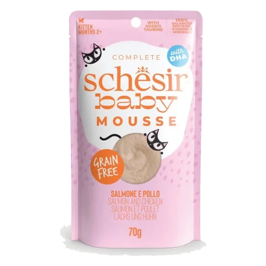 Pâtée chat Schesir Baby mousse saumon avec poulet