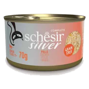 Pâtée chat Schesir Silver filets de poulet, 70 g