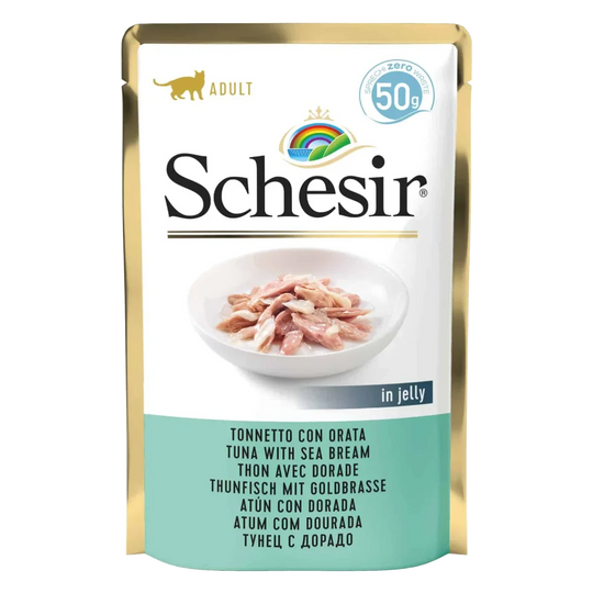 Pâtée chat Schesir thon avec dorade, sachet 50 g
