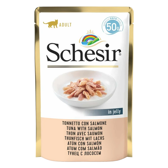 Pâtée chat Schesir thon avec saumon, sachet 50 g