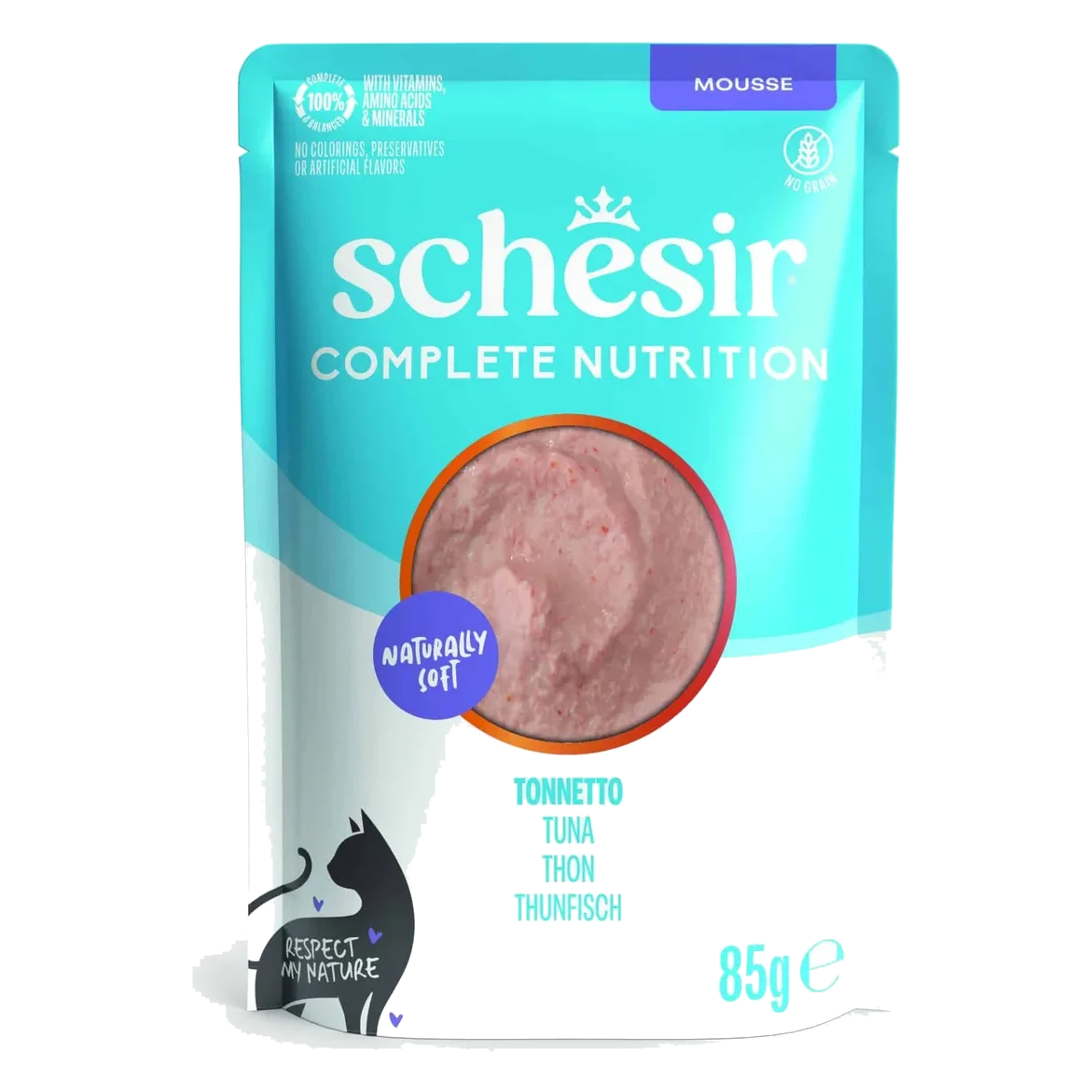Pâtée chat Schesir mousse thon, sachet 85 g