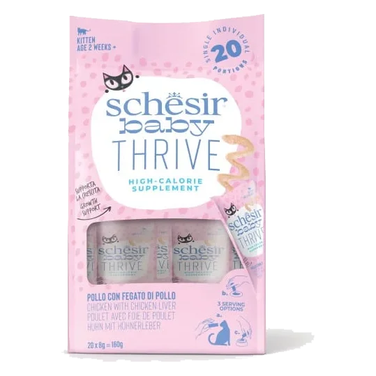 Schesir Thrive complément poulet et foie de poulet pour chat, 20 × 8 g