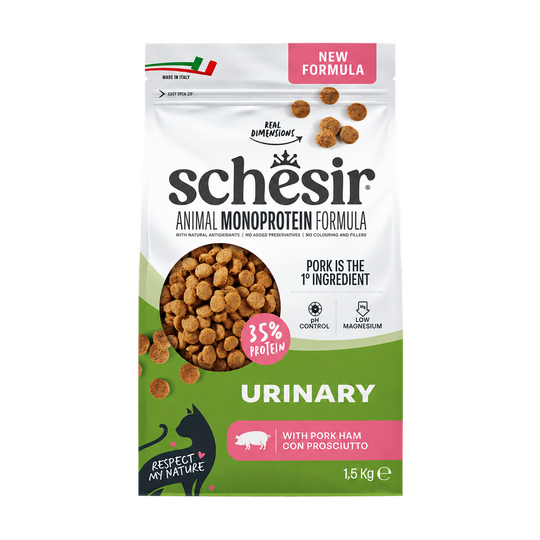 Croquettes chat Schesir Animal Monoprotein Urinary jambon, 1,5 kg