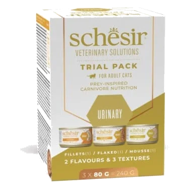 Schesir Urinary pack d’essai diète vétérinaire chat, 3 × 80 g