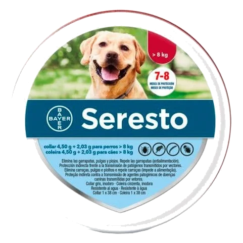Collier antipuce chien Seresto Bayer, plus de 8 kg, en boîte
