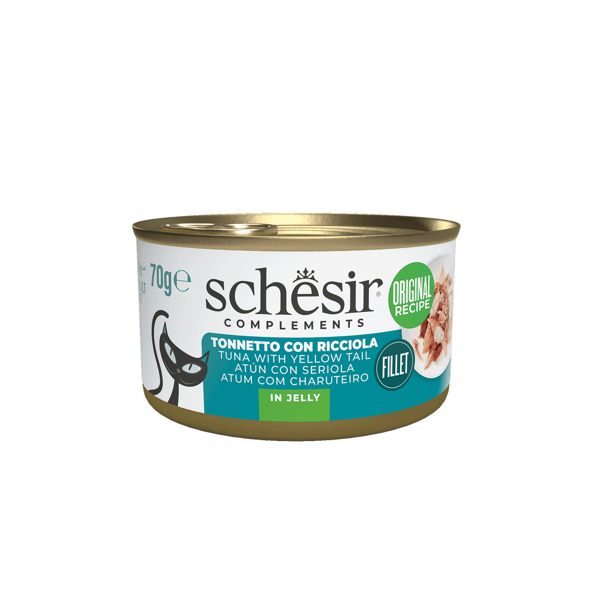Pâtée chat Schesir thon avec sériole, boîte 70 g