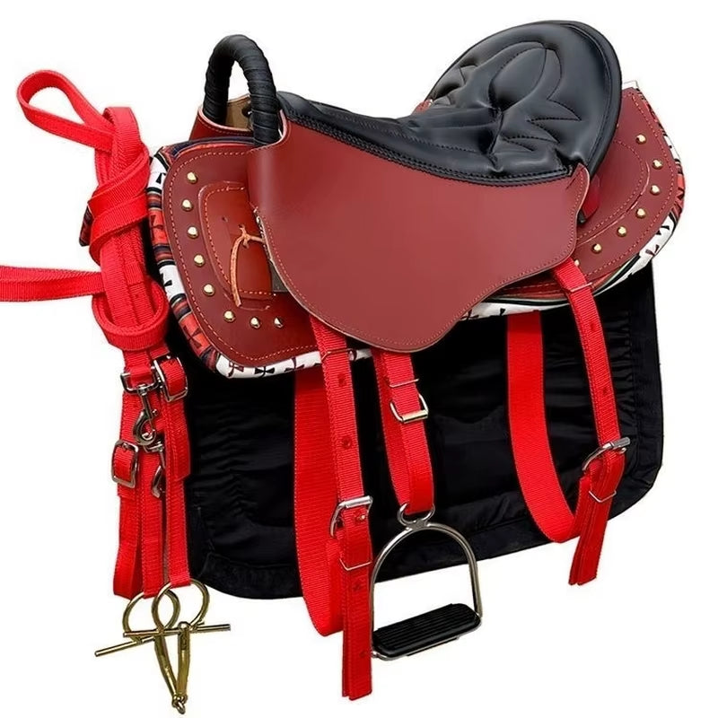 Selle en cuir complète avec accessoires, 8 pièces – vue 4