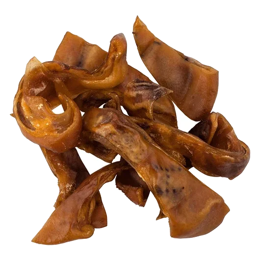 Lanières d'oreille de porc déshydratée, friandise naturelle pour chien