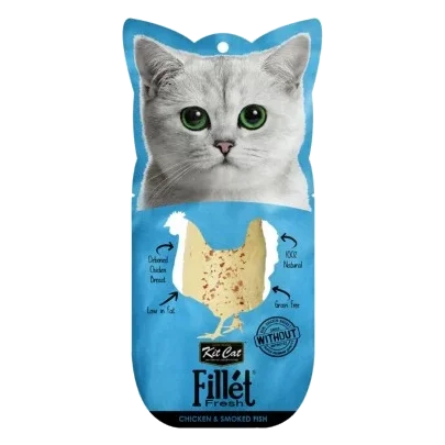Friandise pour chat Kit Cat FilletFresh poulet et poisson fumé 30 g
