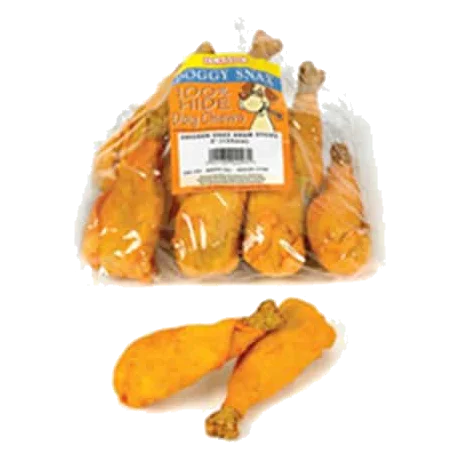 Friandises chien en peau forme cuisse de poulet, lot de 10