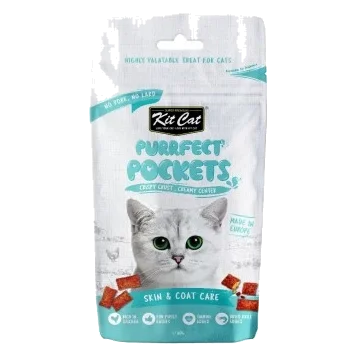 Friandises pour chat Kit Cat Purrfect Pockets peau et pelage 60 g