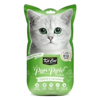 Friandises pour chat Kit Cat PurrPuree Plus poulet au collagène 60 g