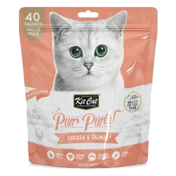 Friandises pour chat Kit Cat PurrPuree poulet et saumon 40 x 15 g