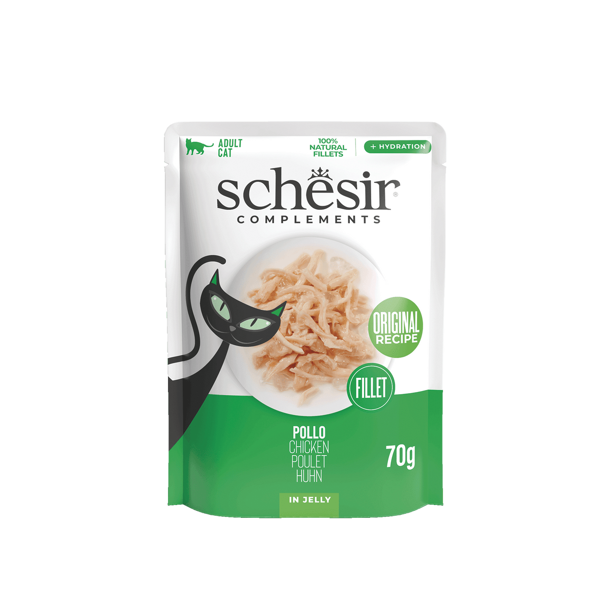 Pâtée chat Schesir filets de poulet, sachet 70 g