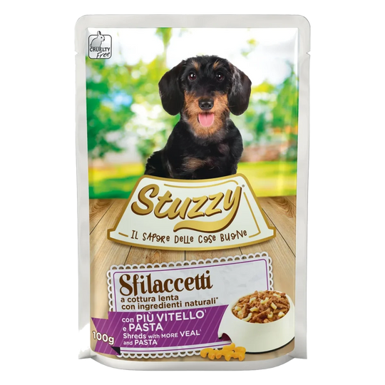 Pâtée chien adulte Stuzzy Speciality veau et pâtes, sachet 100 g