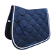 Tapis de selle d'obstacle bleu marine pour cheval, matelassage losange et double cordelière blanche