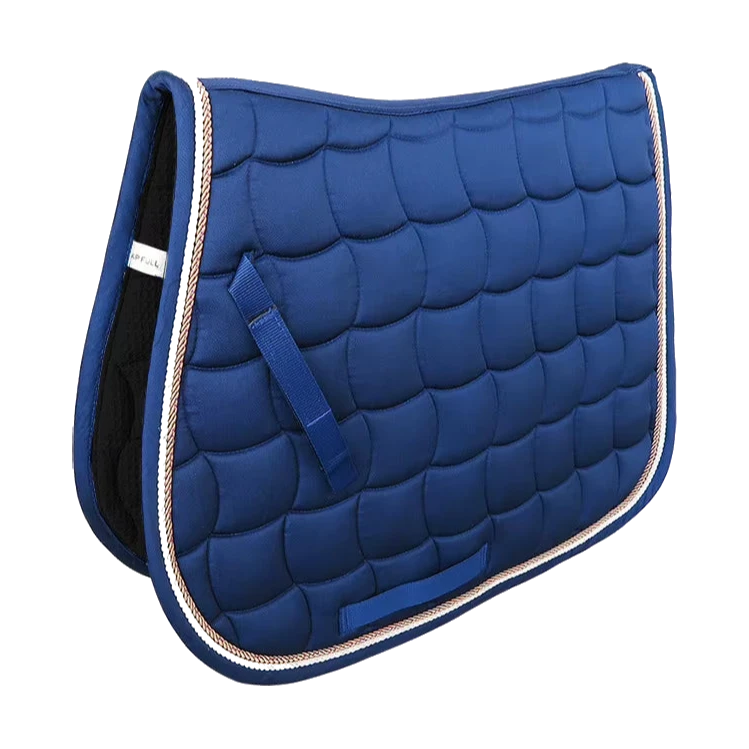 Tapis de selle d'obstacle bleu pour cheval, matelassage ondulé