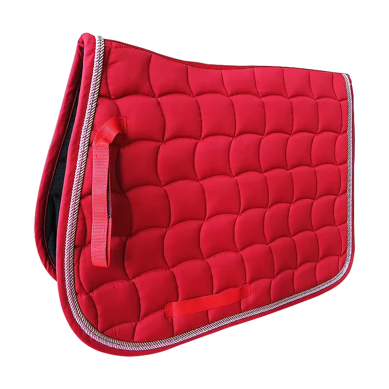 Tapis de selle d'obstacle rouge pour cheval, matelassage ondulé