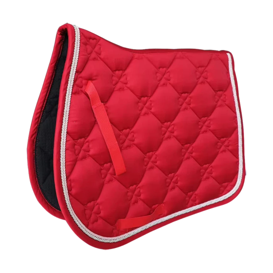 Tapis de selle d'obstacle rouge pour cheval, matelassage losange