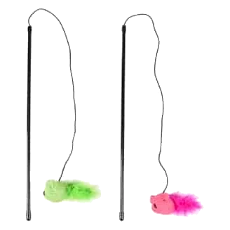 Assortiment de cannes à pêche avec souris pour chat, 46 cm
