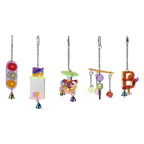 Assortiment de jouets acryliques MIDI pour oiseaux