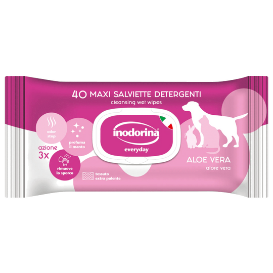 Lingettes Inodorina à l’aloe vera pour chien