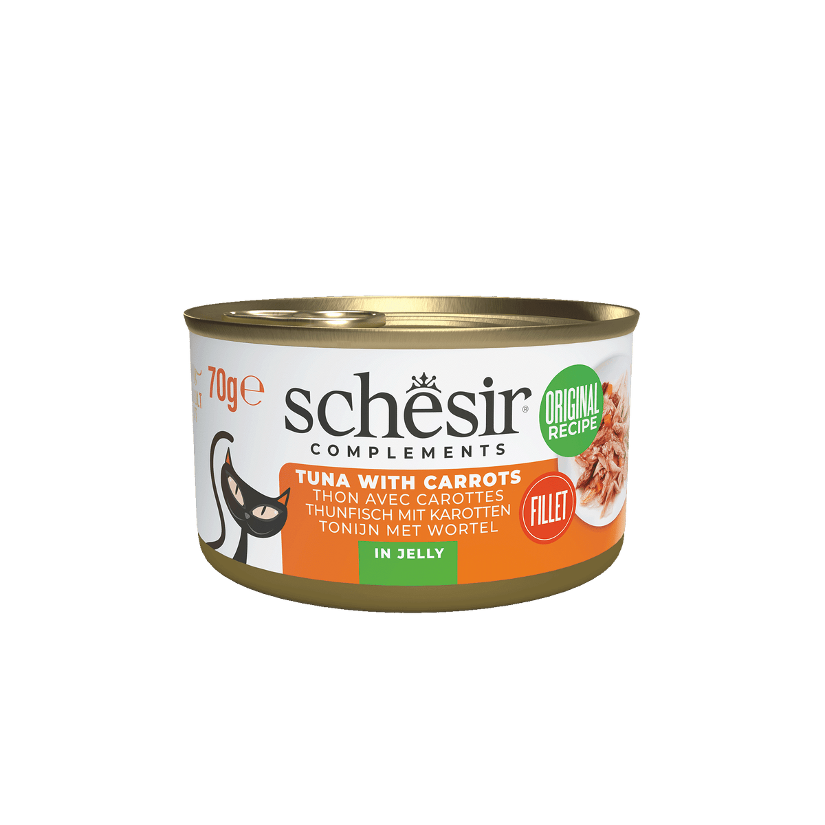 Pâtée chat Schesir thon et carotte en gelée, boîte 70 g