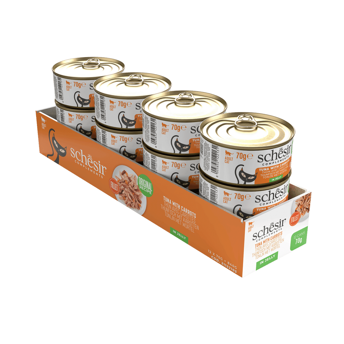 Pâtée chat Schesir thon et carotte en gelée, boîte 70 g – image 2